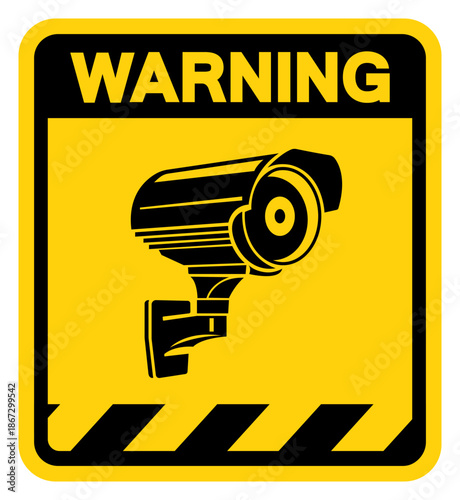 CCTV Security Camera Warning Sign, Vector Illustration, Isolate On White Background Label. EPS10