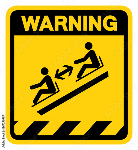 Warning Keep a Safe Distance Between Sleds Symbol Sign, Vector Illustration, Isolated On White Background Label. EPS10