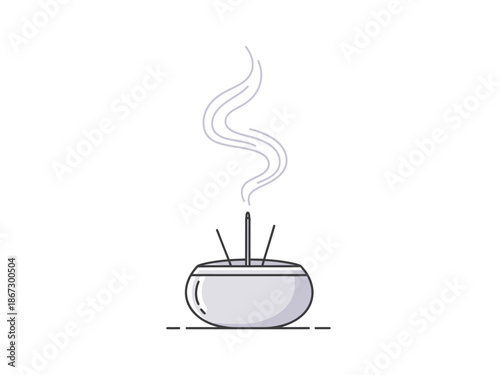 Stylized illustration of an incense burner with rising smoke