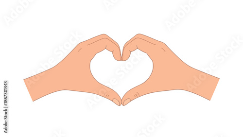 Two hands forming a heart shape with fingers and thumbs together in a symbol of love and affection gesture.