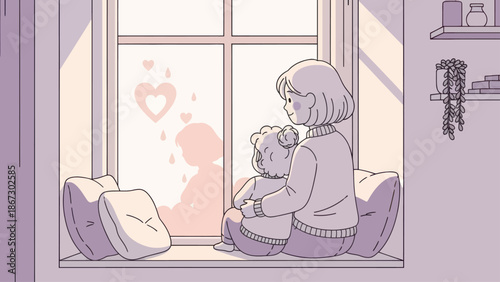 Mother and child share a loving moment by the window.