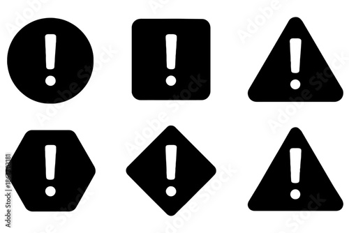 exclamation mark icons,
Warning & Alert Icon Set – Multiple Shapes for Error, Safety, and Notification Design