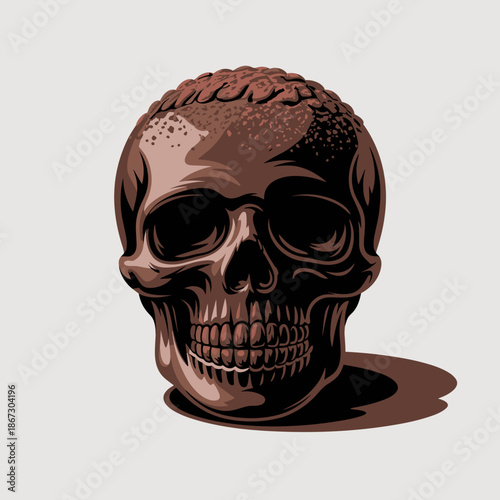 Luxurious skull chocolate truffle vector with cocoa powder dusting – Perfect for high-end seasonal catering, gourmet food blogs, or sophisticated Halloween invitations.