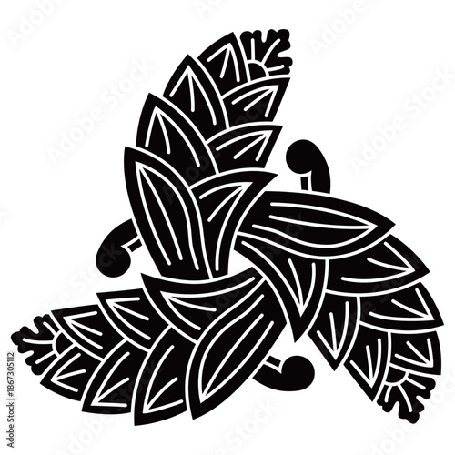 家紋です。三つ組茗荷といいます。