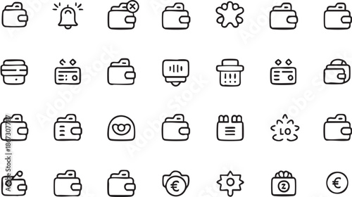 Fintech Wallet Icon Collection for Secure Transaction UI Design