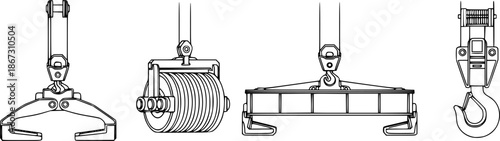 Set of Crane spreaders Outline vector illustration isolated On Transparent Background