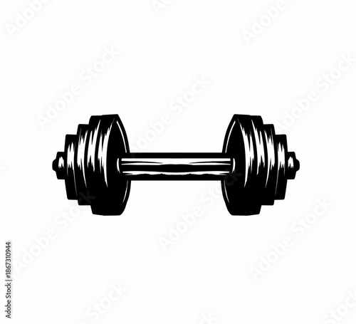 Barbell illustration in bold monochrome hand-drawn style, ideal for gym branding, fitness apparel, workout posters, stickers, and sports designs