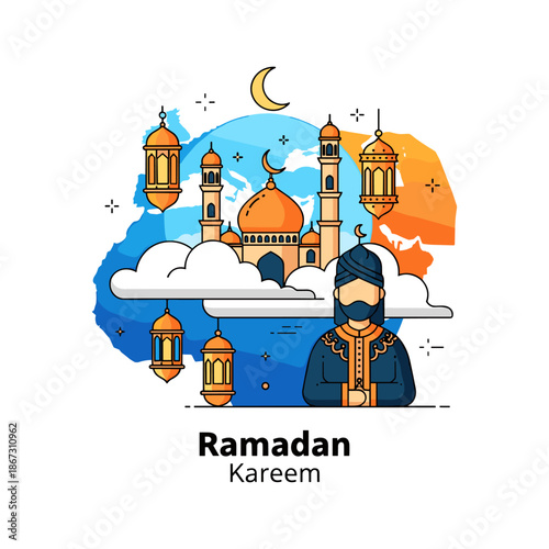 Celebrating ramadan kareem Vector