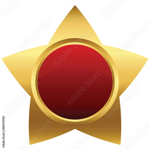 Shiny Red and Gold Star Badge Template