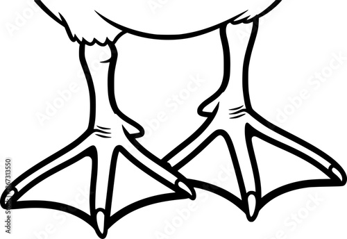 a pair of black duck feet with webbed toes are depicted in a simple bold outline on transparent background silhouette high quality professional detailed modern elegant