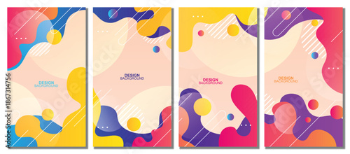 Abstract Colorful Composition: A vibrant array of abstract compositions bursts with lively colors and fluid shapes, offering a dynamic visual experience. 