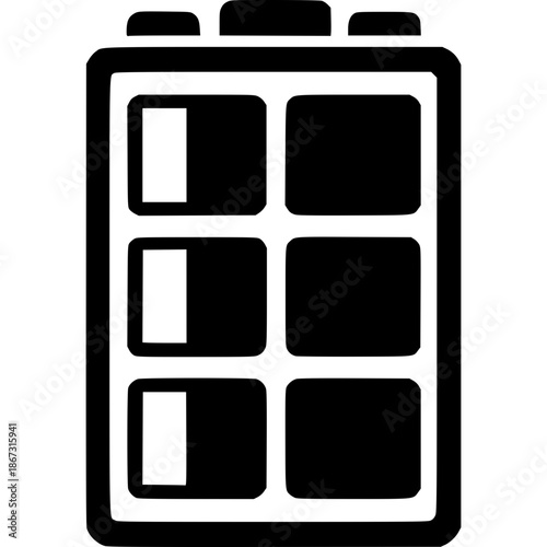 Battery Level Indicator: A simple illustration of a battery level indicator, depicting the remaining power and energy status.