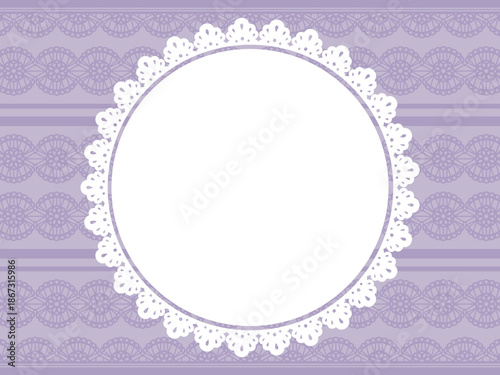 円形のレースフレーム背景　パープル