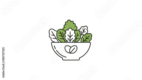 A hand holding a bowl of fresh green salad leaves viewed from the front