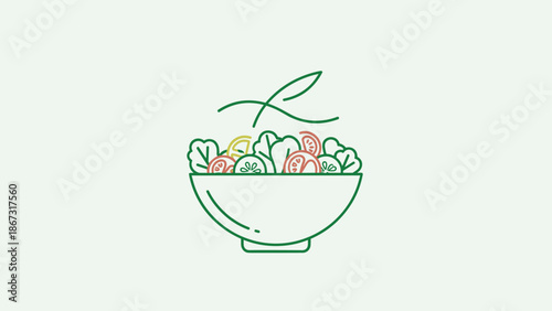 A bowl of salad with fresh vegetables and herbs