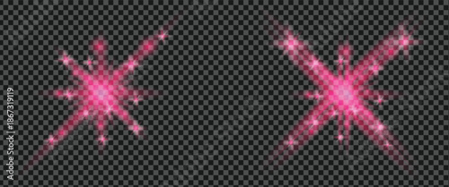 Vibrant pink light effect explosions on dark background