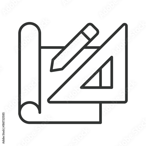 Drafting concept, icon in line design. drafting, design, blueprint, planning, creativity, drawing, concept on white background vector. drafting editable stroke icon