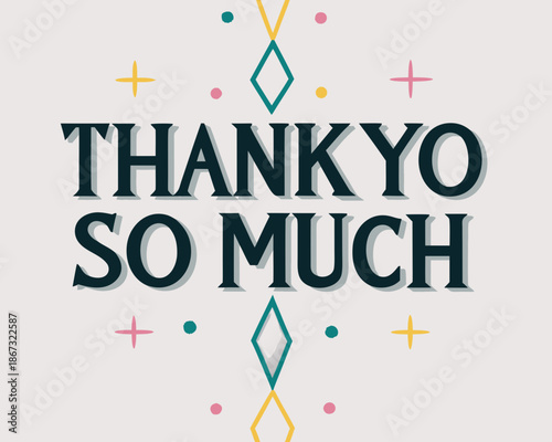 A thank you message with colorful geometric shapes and a light background