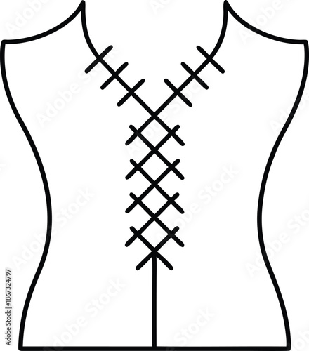 visible repair stitch line art vector illustration on transparent background