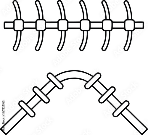 visible repair stitch line art vector illustration on transparent background