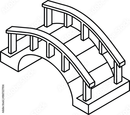 bat bridge line art vector illustration on transparent background
