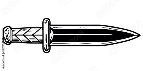 Classic dagger with ornate handle and sharp blade design  