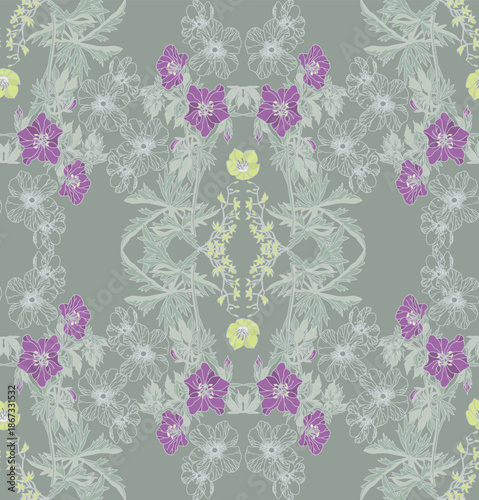 Colorful Flower seamless pattern for fabric, wrapping paper and prints