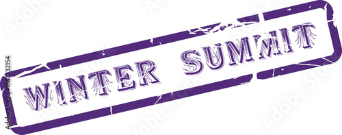 Authentic purple distressed rubber stamp featuring the words Winter Summit delivers a professional corporate event mark