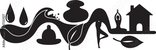 Black silhouettes of spa and home icons combined