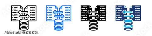Data Duplicate Icon Set Multi Style Vector Illustration