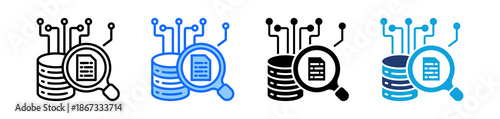 Data Query Icon Set Multi Style Vector Illustration