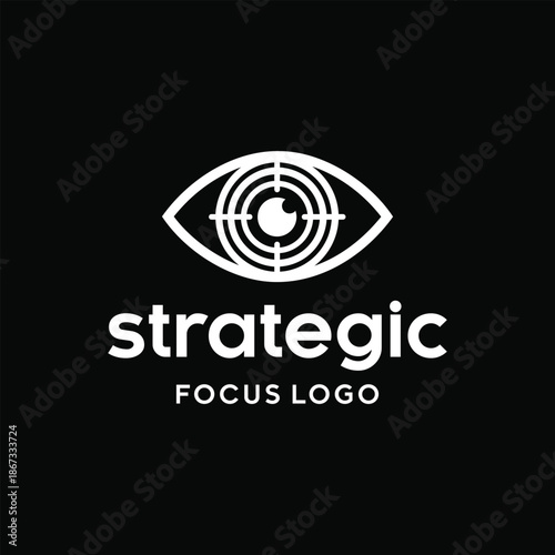 Minimalist vision eye with target symbol for strategic focus precise goals business logo design