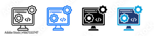 System Optimization Icon Set Multi Style Vector Illustration