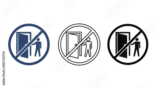 Prohibition sign showing person at open door, indicating restricted entry or privacy