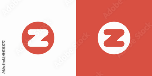Two red and white circular with a stylized letter z side by side