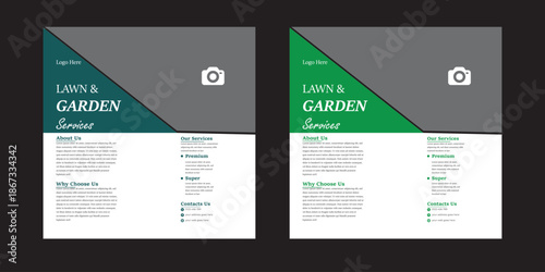 Lawn & gardening social media post design template or web banner design template Lawn garden or landscaping service social media post and web banner template