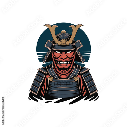 Warrior Samurai Masked Warrior Traditional Japanese Armor.