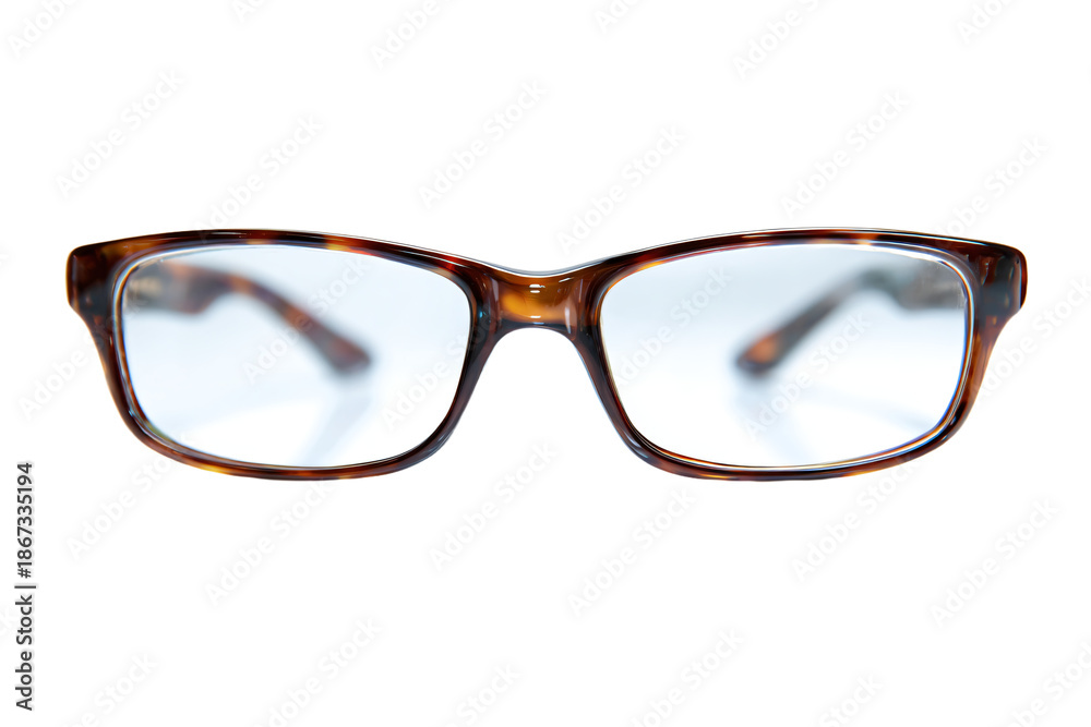 Fototapeta premium Close-Up of Tortoiseshell Eyeglasses on White Background