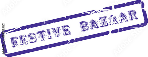 Distinctive purple rubber stamp displaying the classic words Festive Bazaar for your event needs