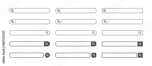 検索窓・検索バーのイラスト素材　黒　セット　Search bar illustration set
