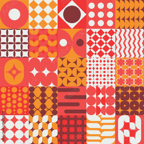 A set of geometric elements for creating patterns, packaging designs, and fabrics