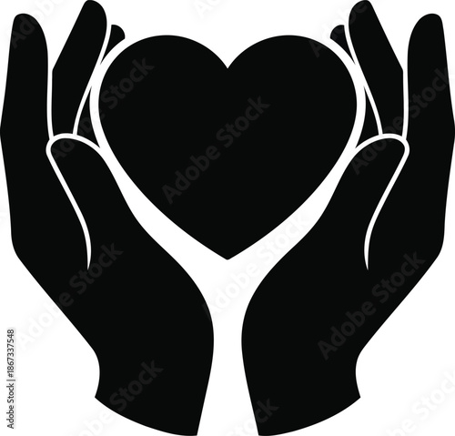 Black hands cupping a heart shape love care