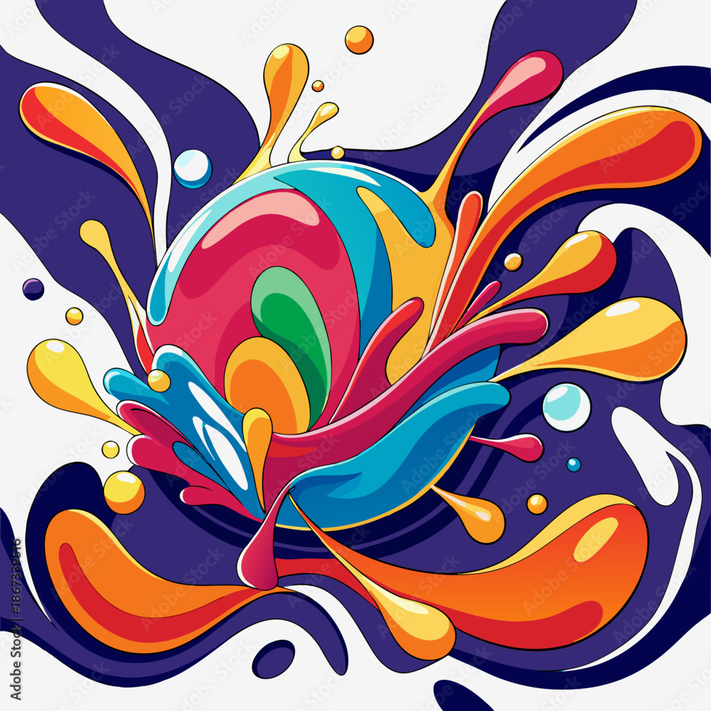 Obraz premium Vibrant colorful paint splashes creating dynamic artistic expression