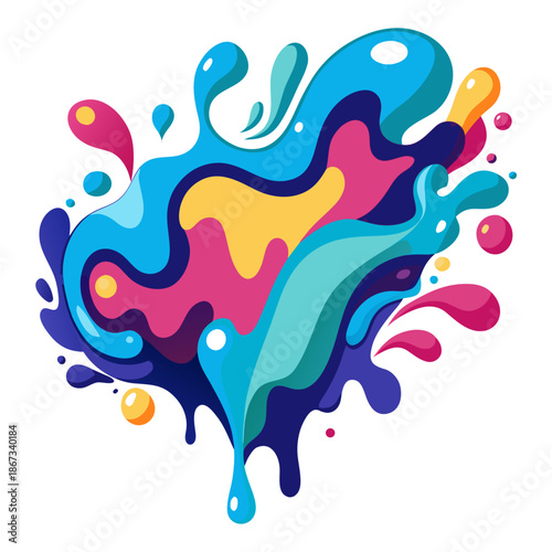 Vibrant colorful liquid splashes in dynamic modern art style