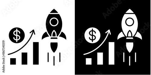 Business Boost  Icon Set White Glyph Style Collection