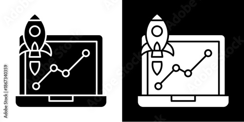 Market Launch  Icon Set White Glyph Style Collection