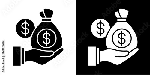 Venture Capital Bag  Icon Set White Glyph Style Collection