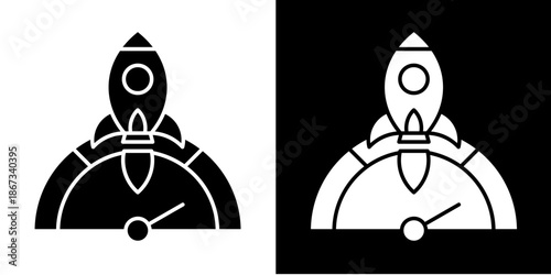 Acceleration Gauge  Icon Set White Glyph Style Collection