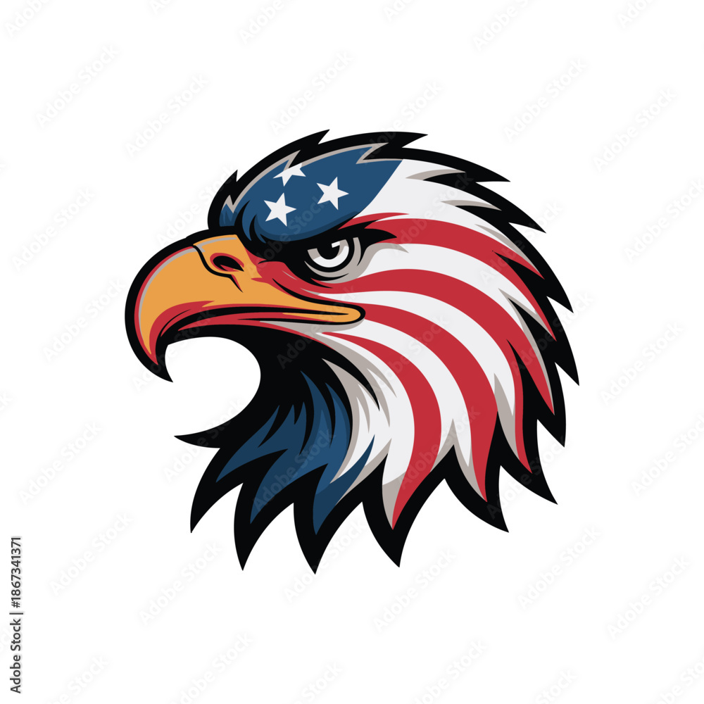 Obraz premium American Flag Eagle Head Patriotic Symbol Illustration.