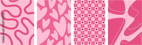 Valentine Heart Pattern Pink Background for Instagram Story and Wallpaper, Printable Seamless Design Romantic Card Poster Decoration